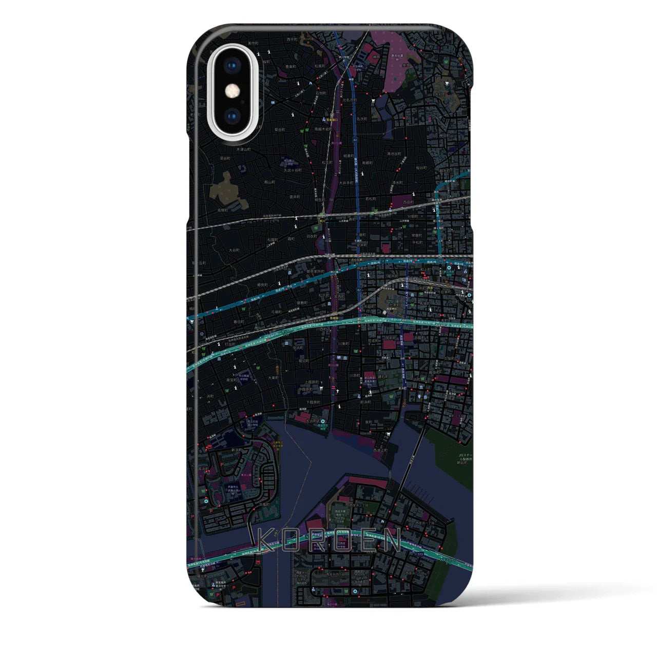 【香櫨園(兵庫県)】地図柄iPhoneケース(バックカバータイプ)