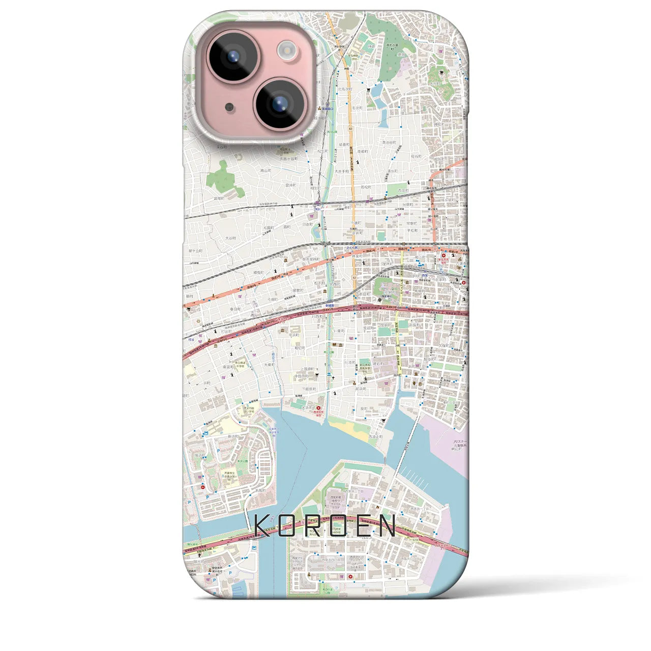 【香櫨園(兵庫県)】地図柄iPhoneケース(バックカバータイプ)