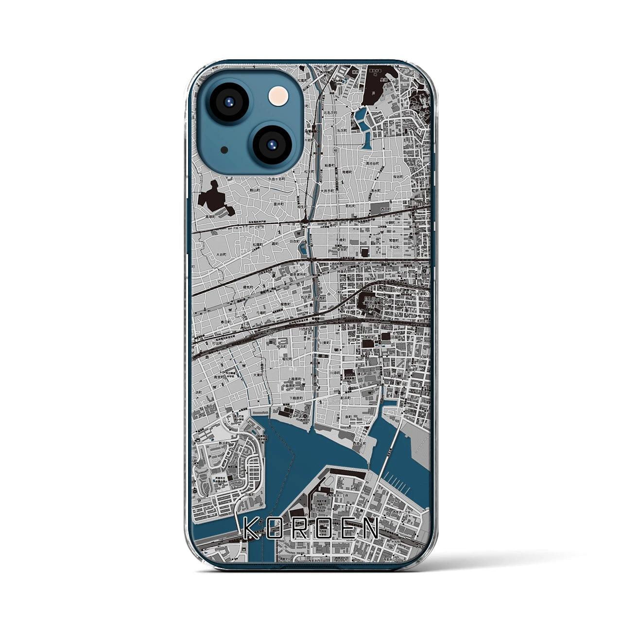 【香櫨園(兵庫県)】地図柄iPhoneケース(クリアタイプ)