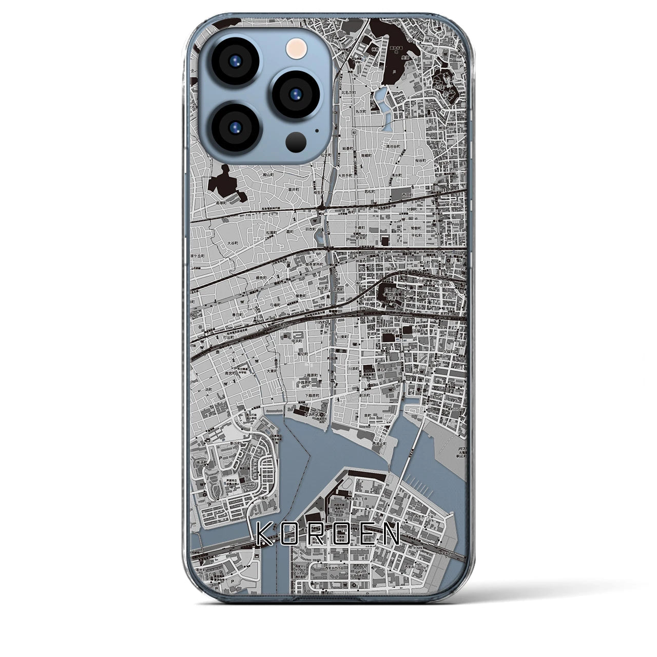 【香櫨園(兵庫県)】地図柄iPhoneケース(クリアタイプ)