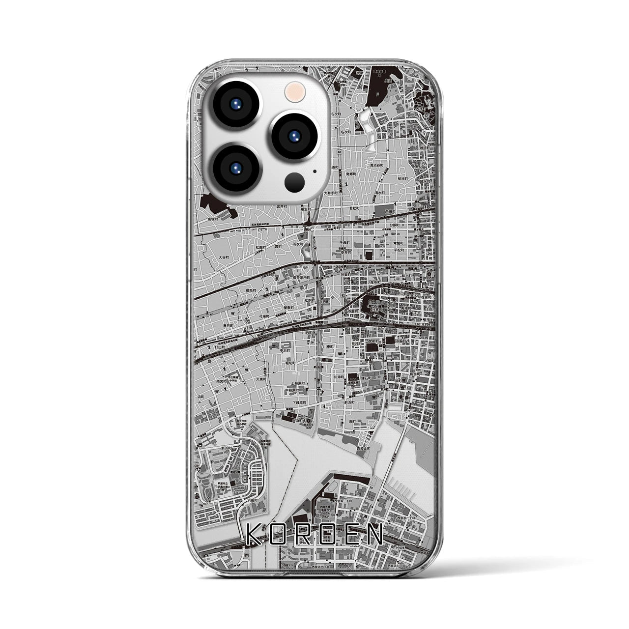 【香櫨園(兵庫県)】地図柄iPhoneケース(クリアタイプ)