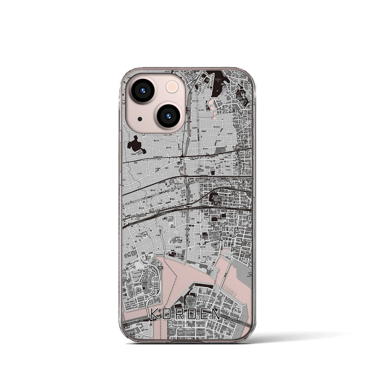 【香櫨園(兵庫県)】地図柄iPhoneケース(クリアタイプ)