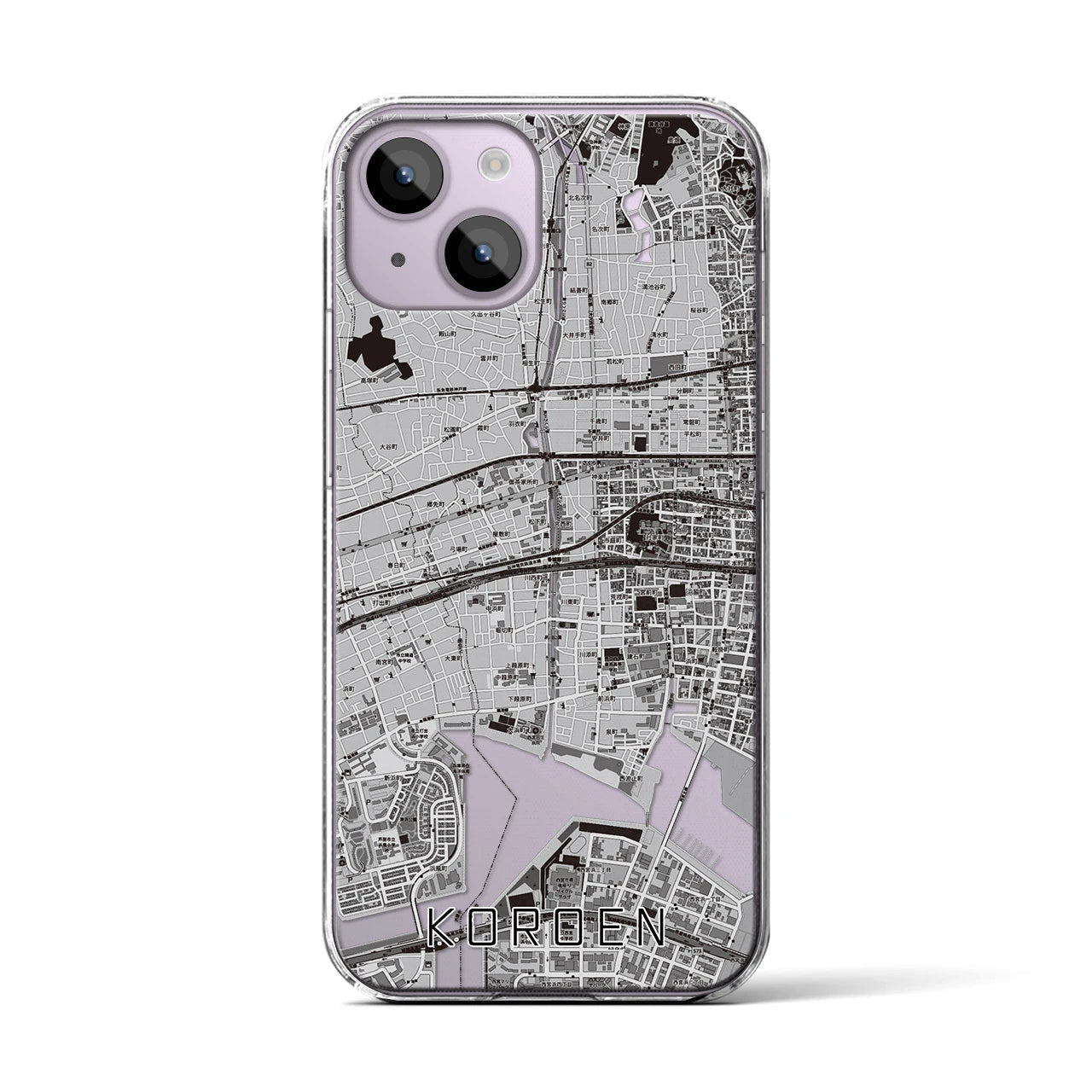 【香櫨園(兵庫県)】地図柄iPhoneケース(クリアタイプ)