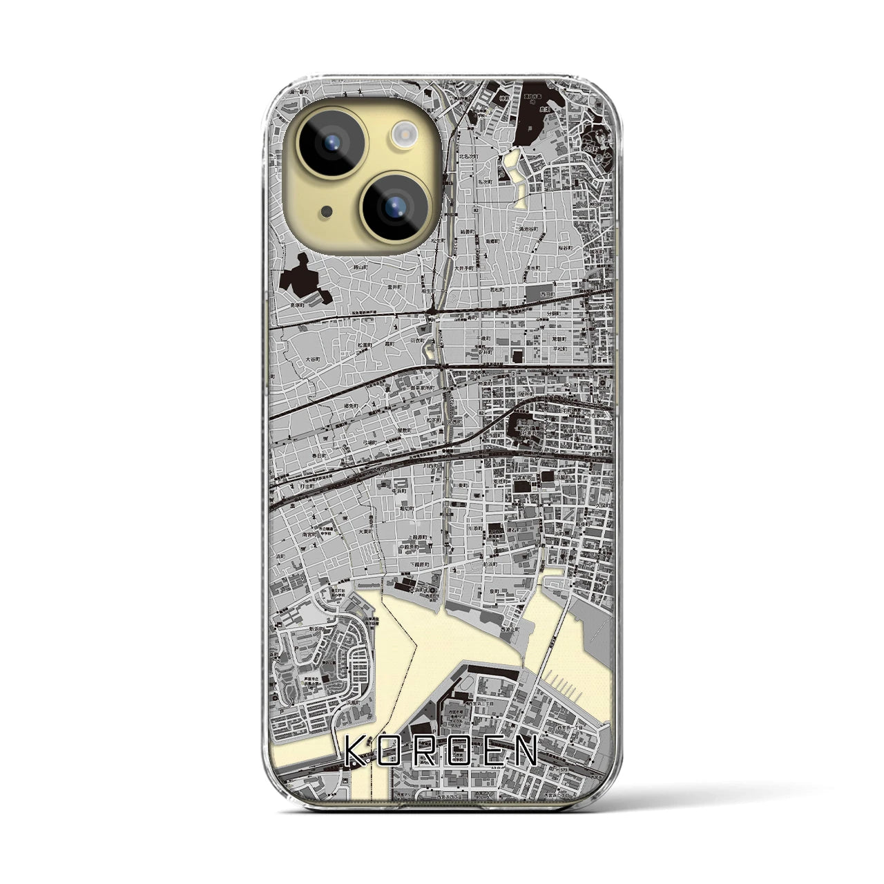 【香櫨園(兵庫県)】地図柄iPhoneケース(クリアタイプ)