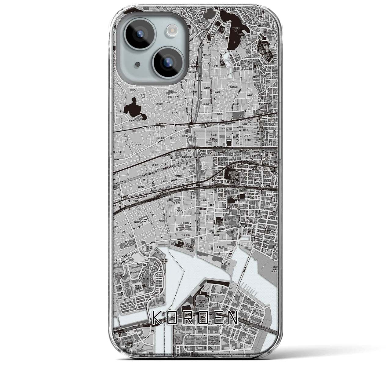 【香櫨園(兵庫県)】地図柄iPhoneケース(クリアタイプ)