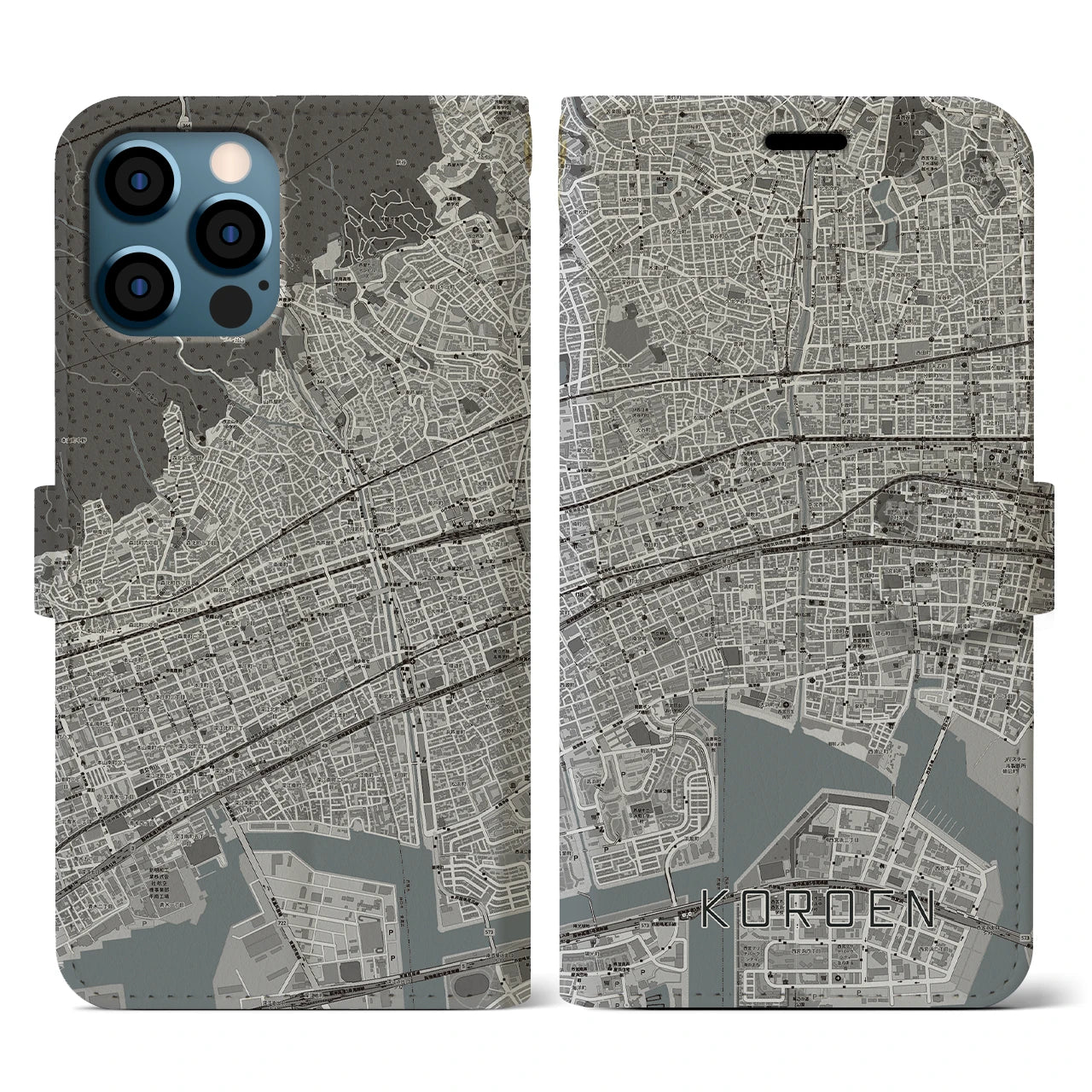 【香櫨園(兵庫県)】地図柄iPhoneケース(手帳タイプ)