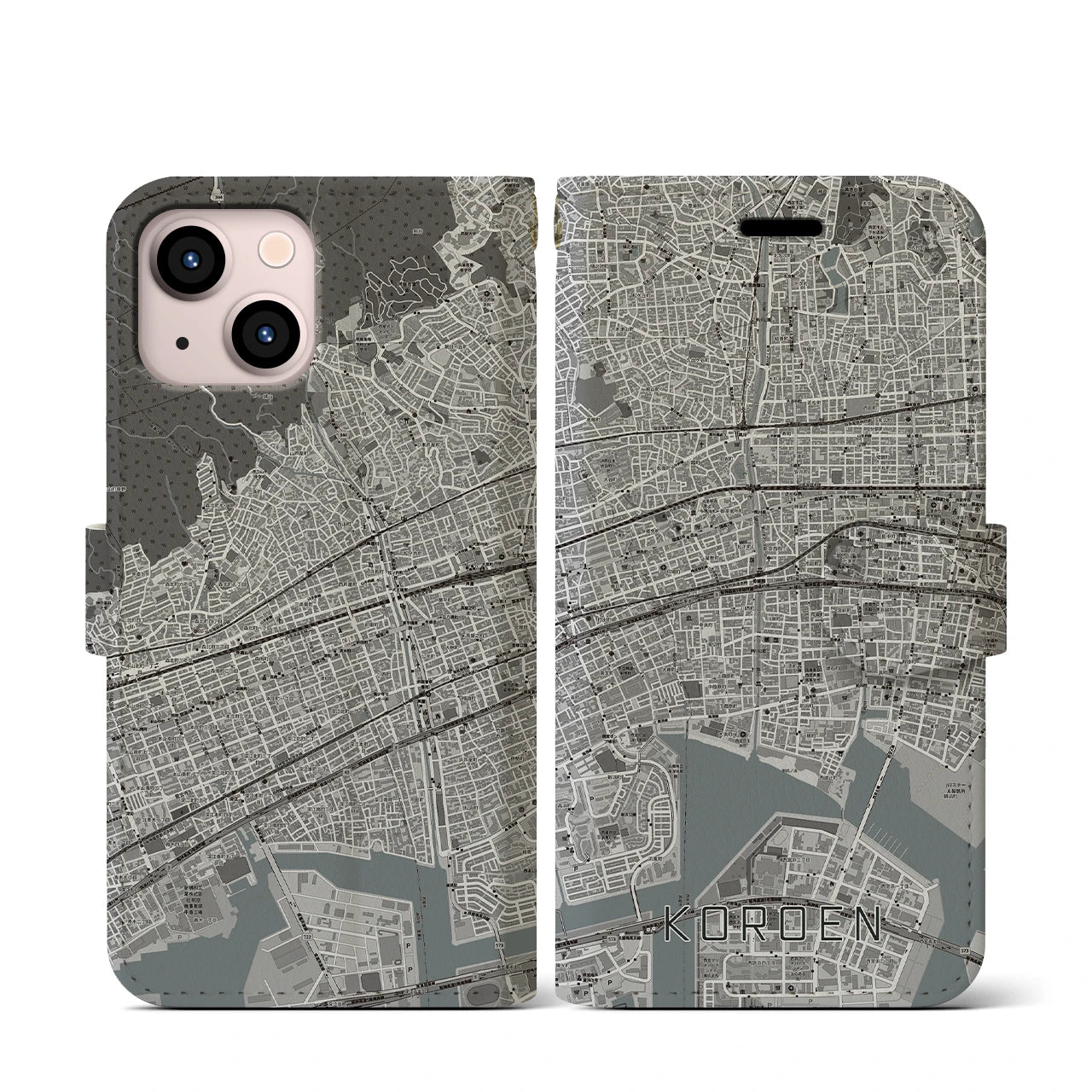 【香櫨園(兵庫県)】地図柄iPhoneケース(手帳タイプ)