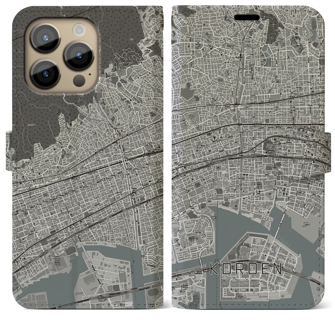 【香櫨園(兵庫県)】地図柄iPhoneケース(手帳タイプ)