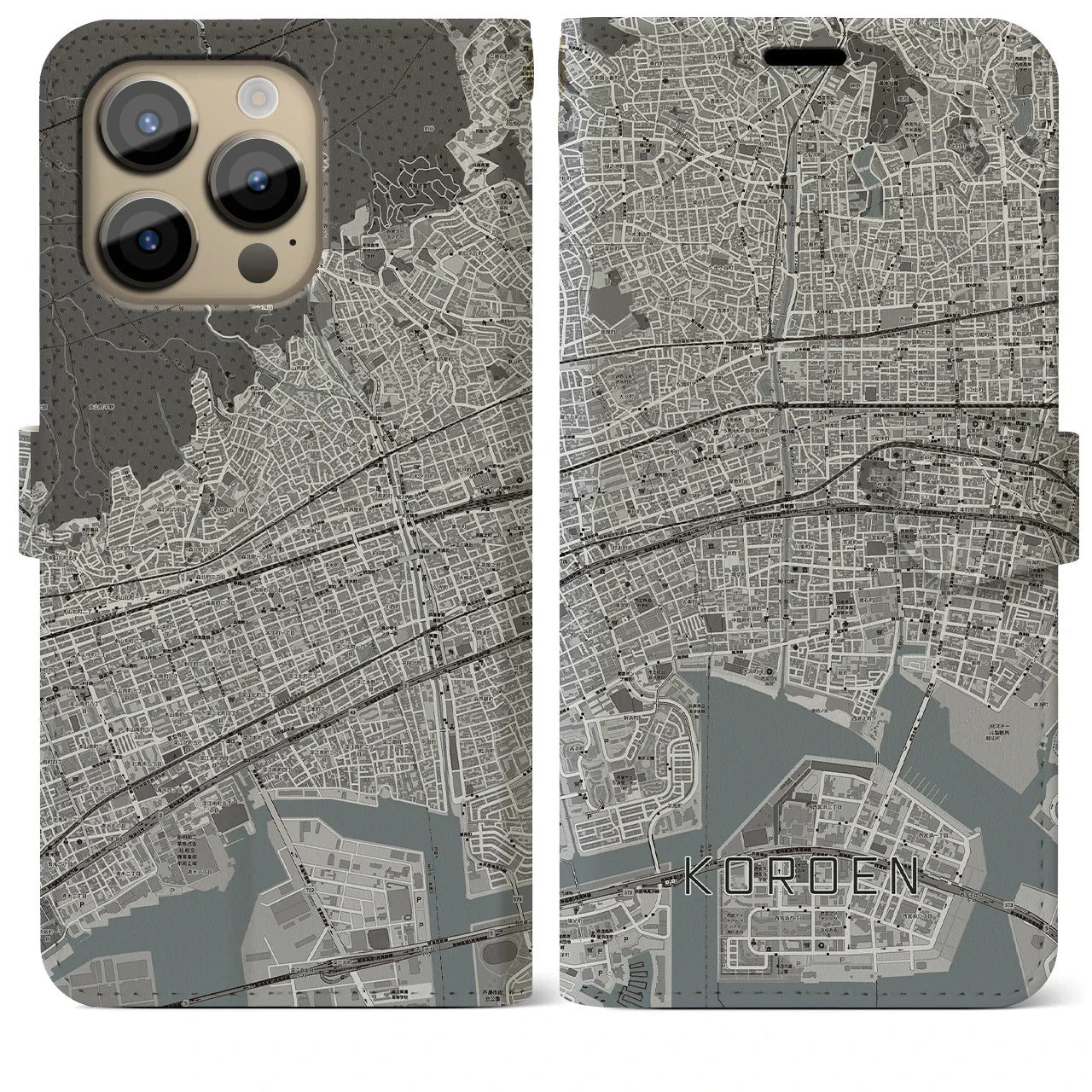 【香櫨園(兵庫県)】地図柄iPhoneケース(手帳タイプ)