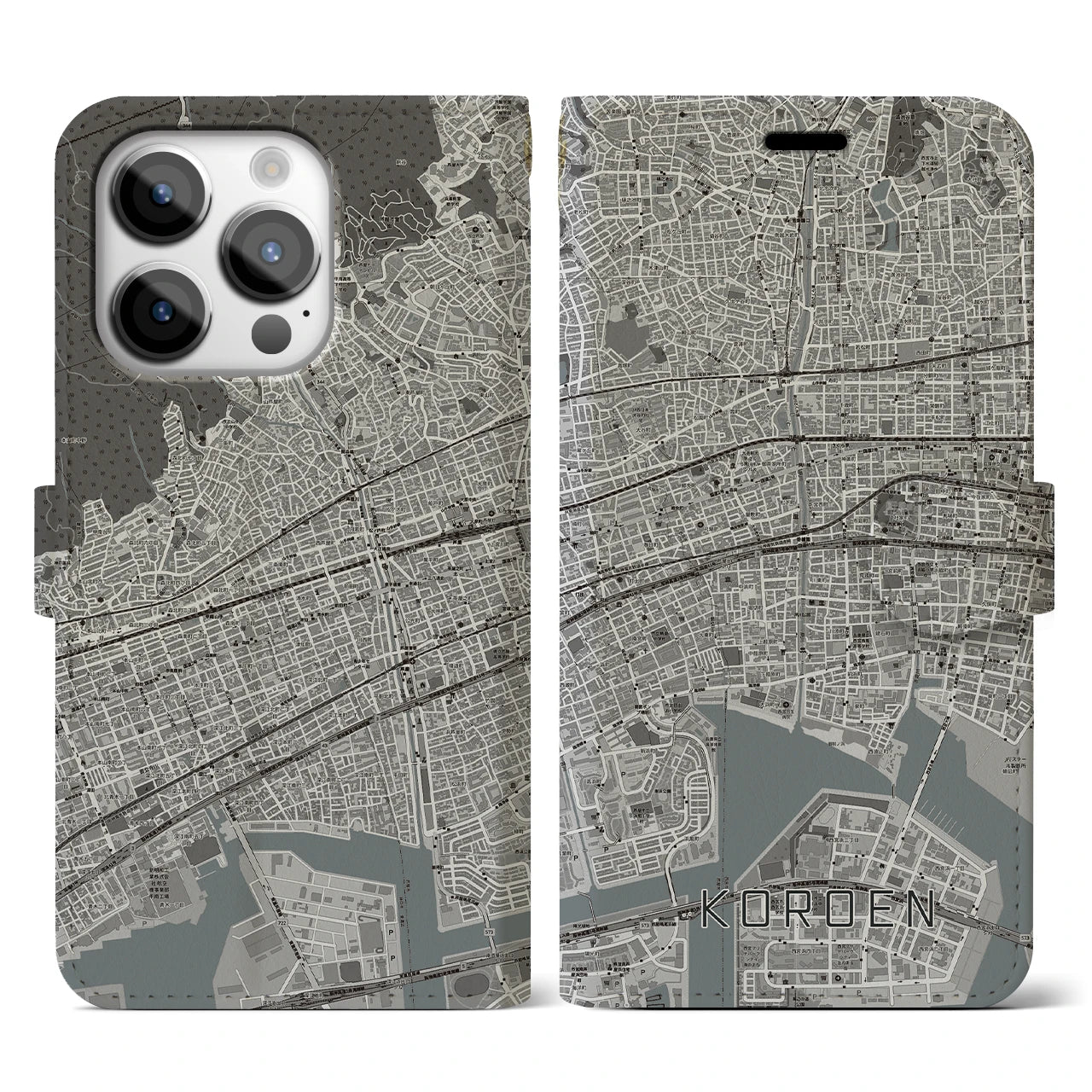 【香櫨園(兵庫県)】地図柄iPhoneケース(手帳タイプ)