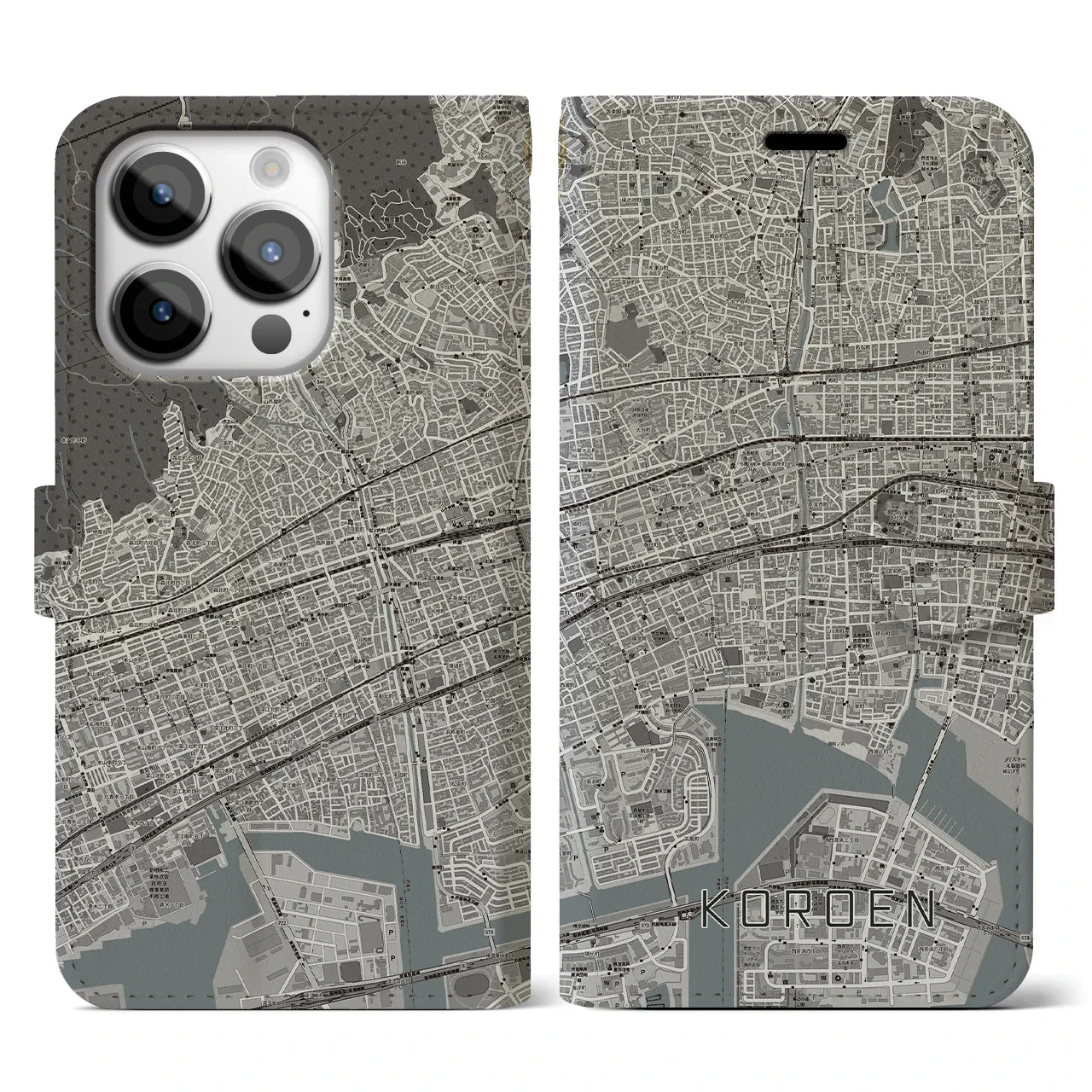 【香櫨園(兵庫県)】地図柄iPhoneケース(手帳タイプ)