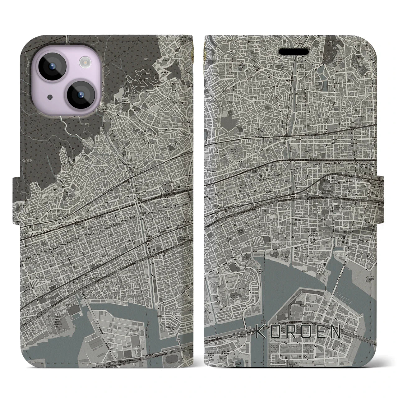 【香櫨園(兵庫県)】地図柄iPhoneケース(手帳タイプ)