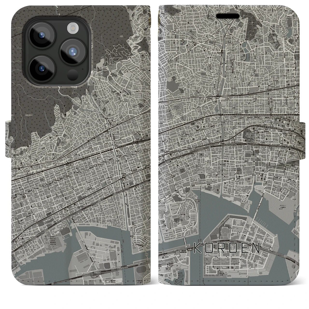 【香櫨園(兵庫県)】地図柄iPhoneケース(手帳タイプ)