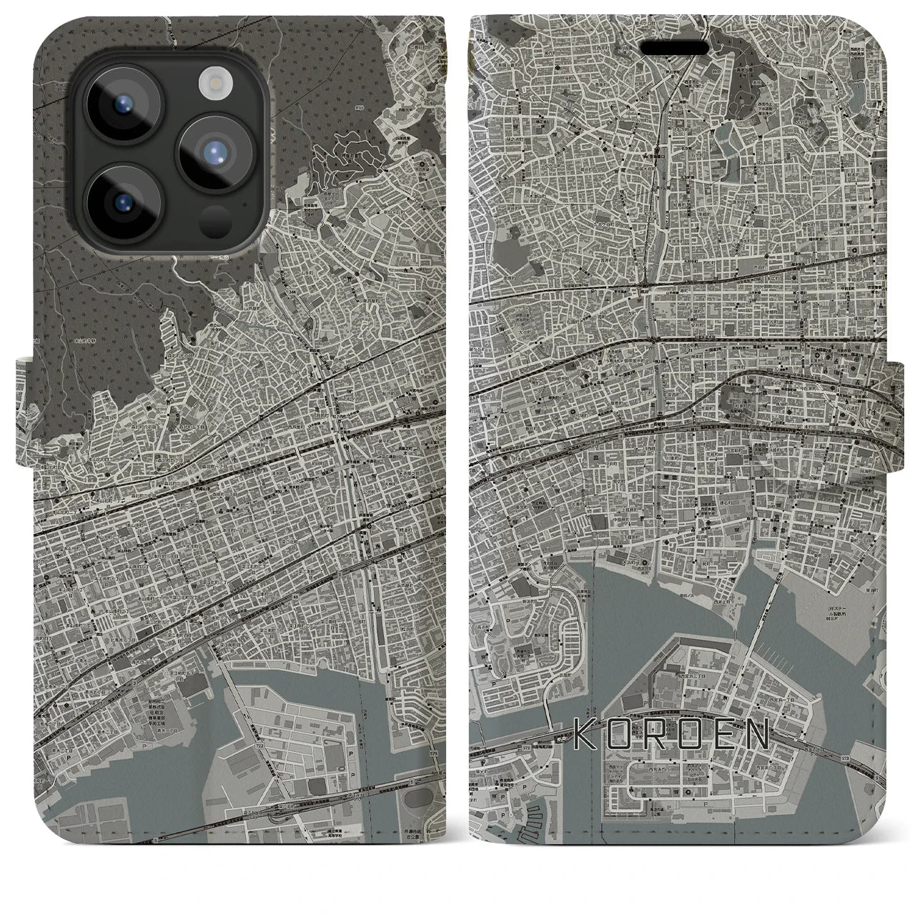 【香櫨園(兵庫県)】地図柄iPhoneケース(手帳タイプ)