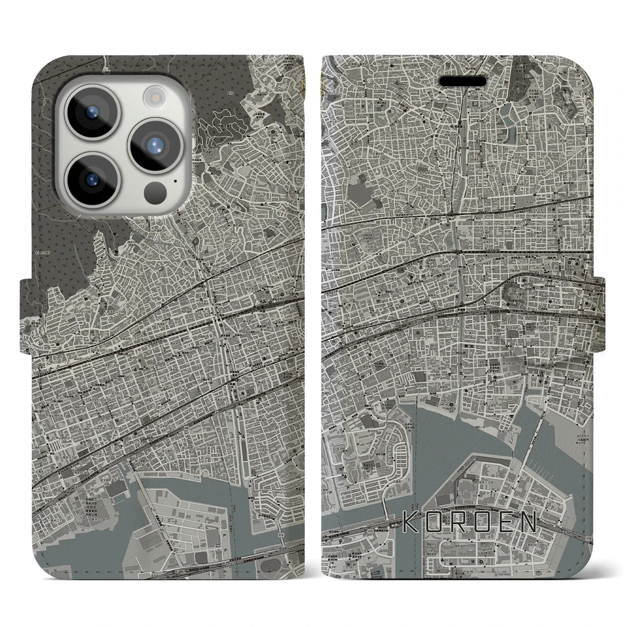 【香櫨園(兵庫県)】地図柄iPhoneケース(手帳タイプ)