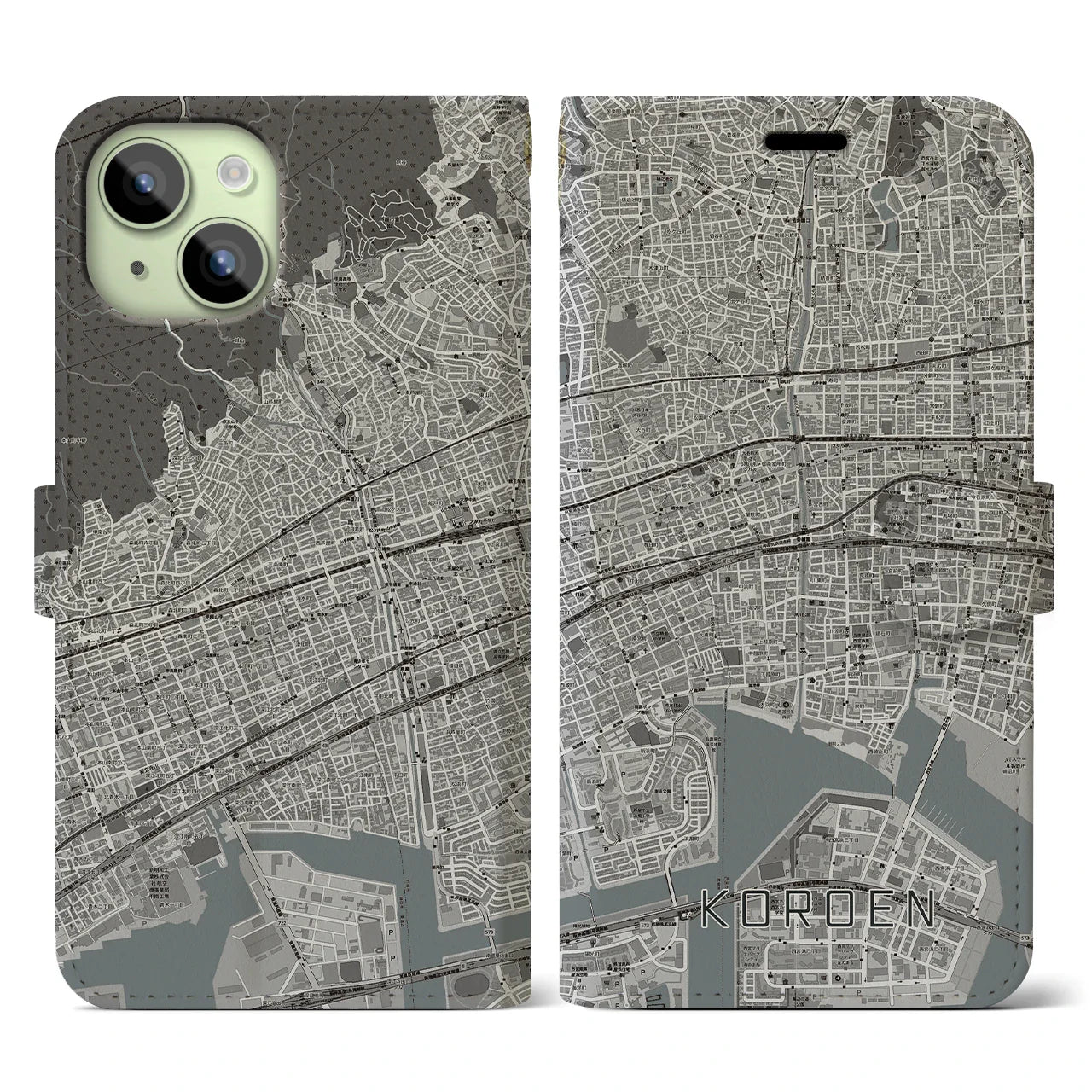 【香櫨園(兵庫県)】地図柄iPhoneケース(手帳タイプ)