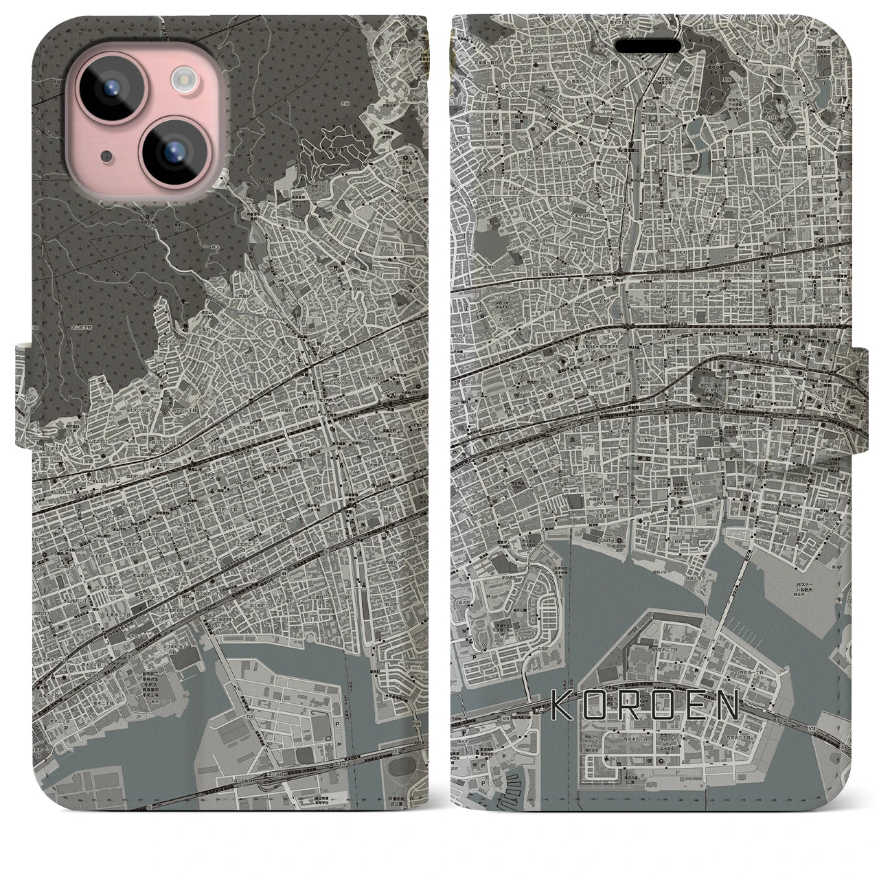 【香櫨園(兵庫県)】地図柄iPhoneケース(手帳タイプ)