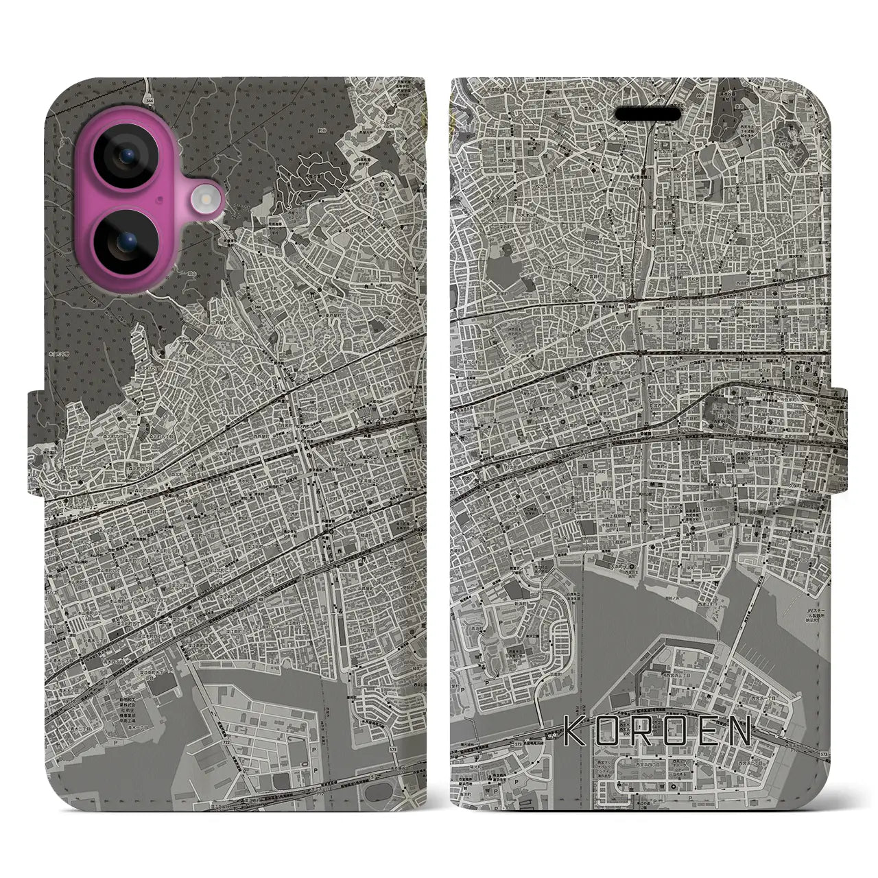 【香櫨園(兵庫県)】地図柄iPhoneケース(手帳タイプ)