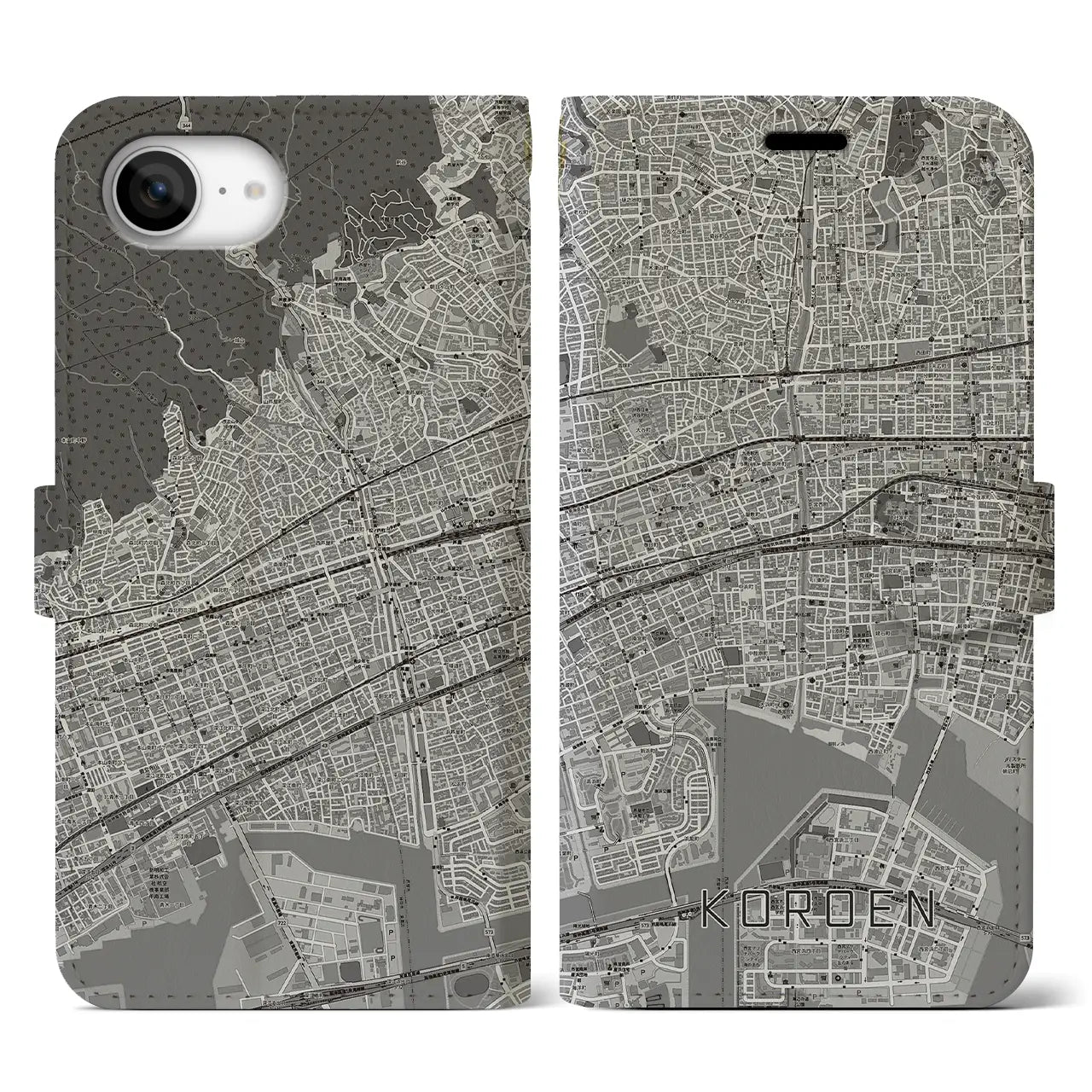 【香櫨園(兵庫県)】地図柄iPhoneケース(手帳タイプ)