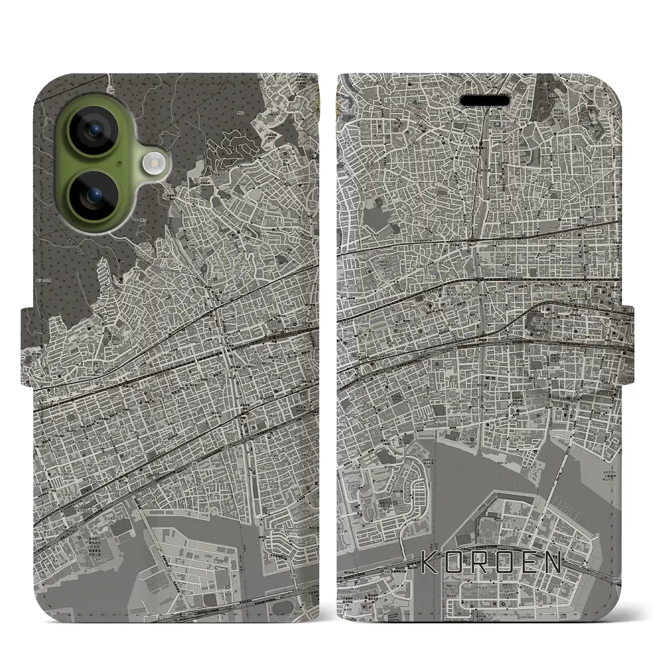 【香櫨園(兵庫県)】地図柄iPhoneケース(手帳タイプ)