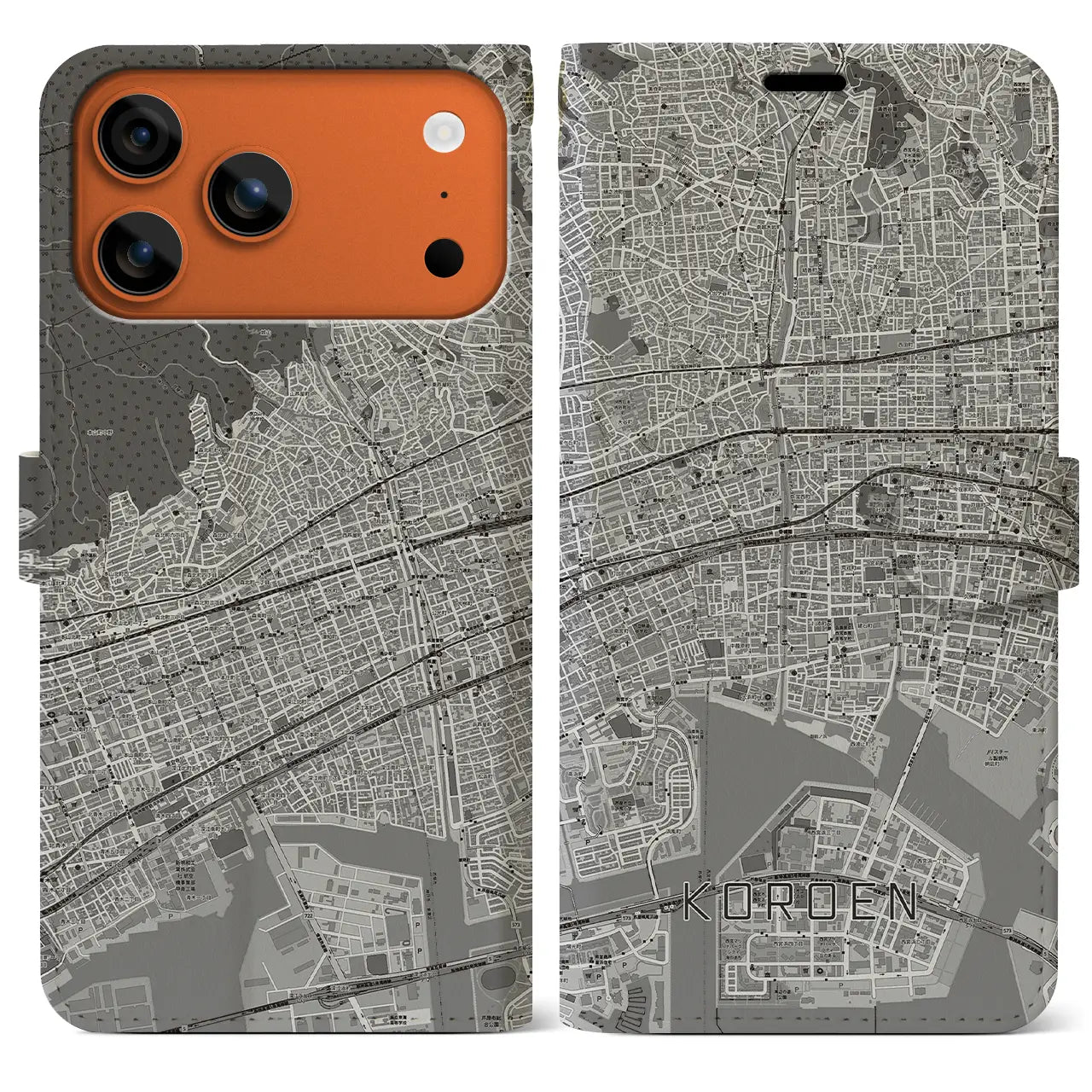 【香櫨園(兵庫県)】地図柄iPhoneケース(手帳タイプ)