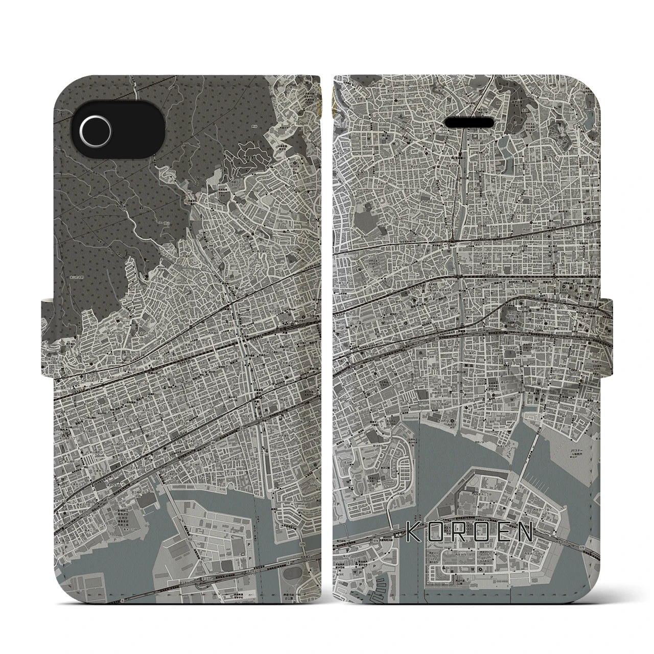 【香櫨園(兵庫県)】地図柄iPhoneケース(手帳タイプ)