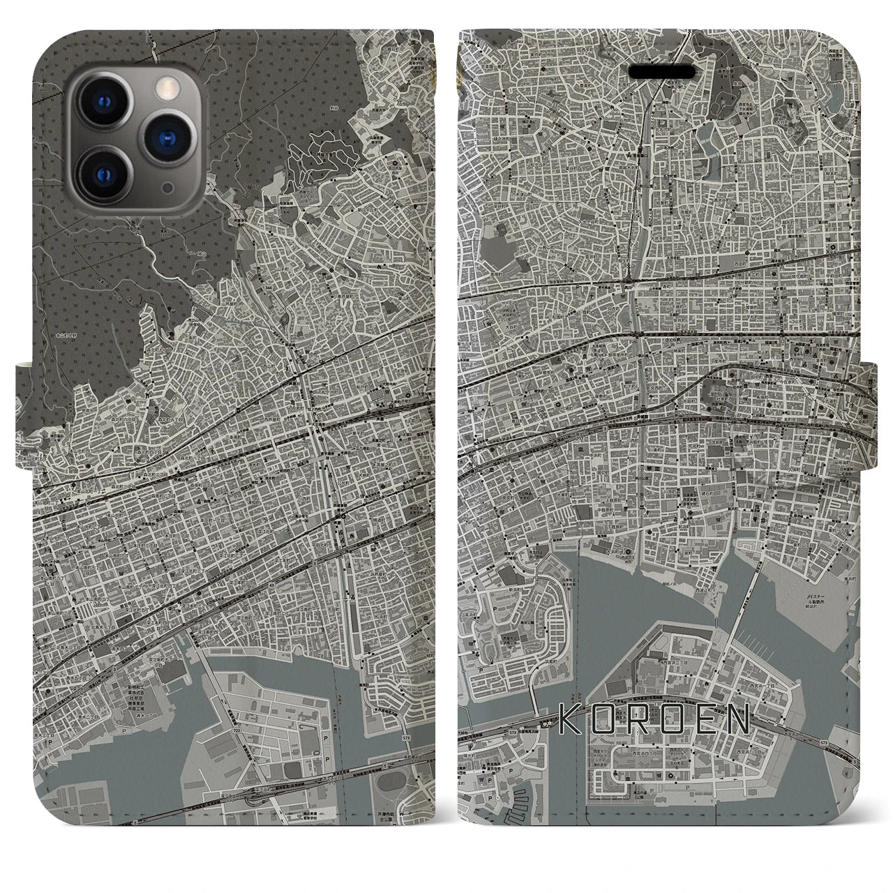 【香櫨園(兵庫県)】地図柄iPhoneケース(手帳タイプ)