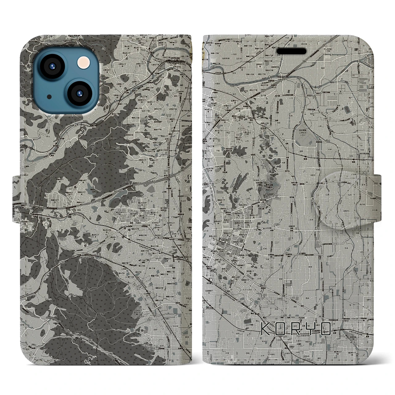 【広陵(奈良県)】地図柄iPhoneケース(手帳タイプ)