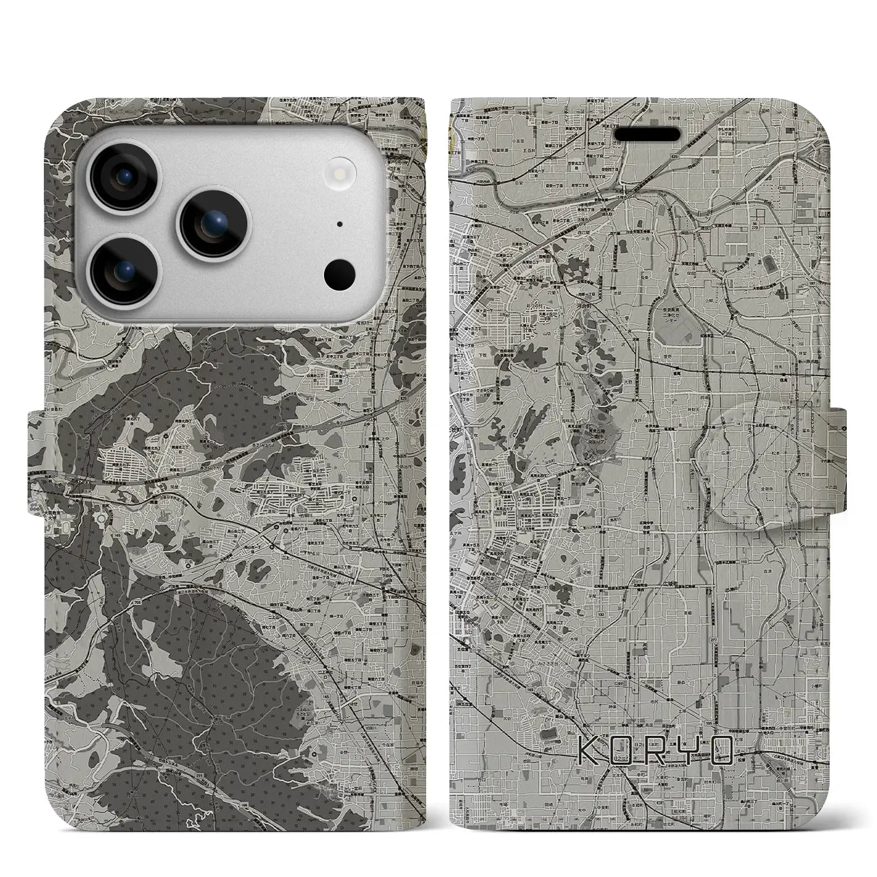 【広陵(奈良県)】地図柄iPhoneケース(手帳タイプ)