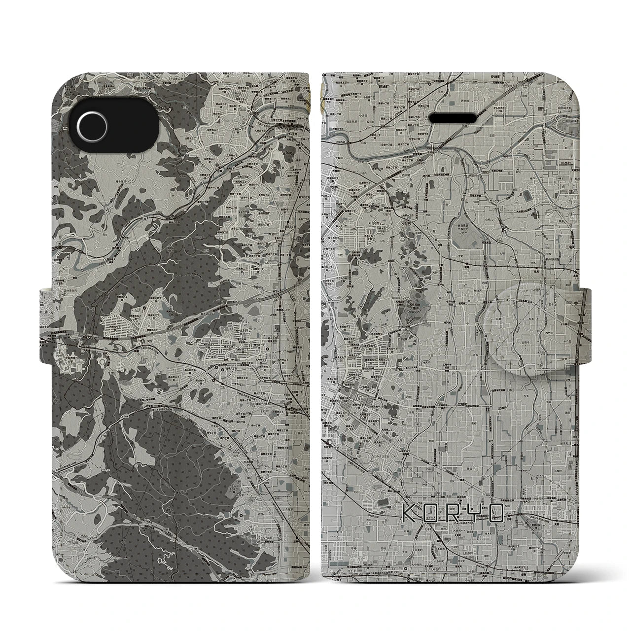 【広陵(奈良県)】地図柄iPhoneケース(手帳タイプ)