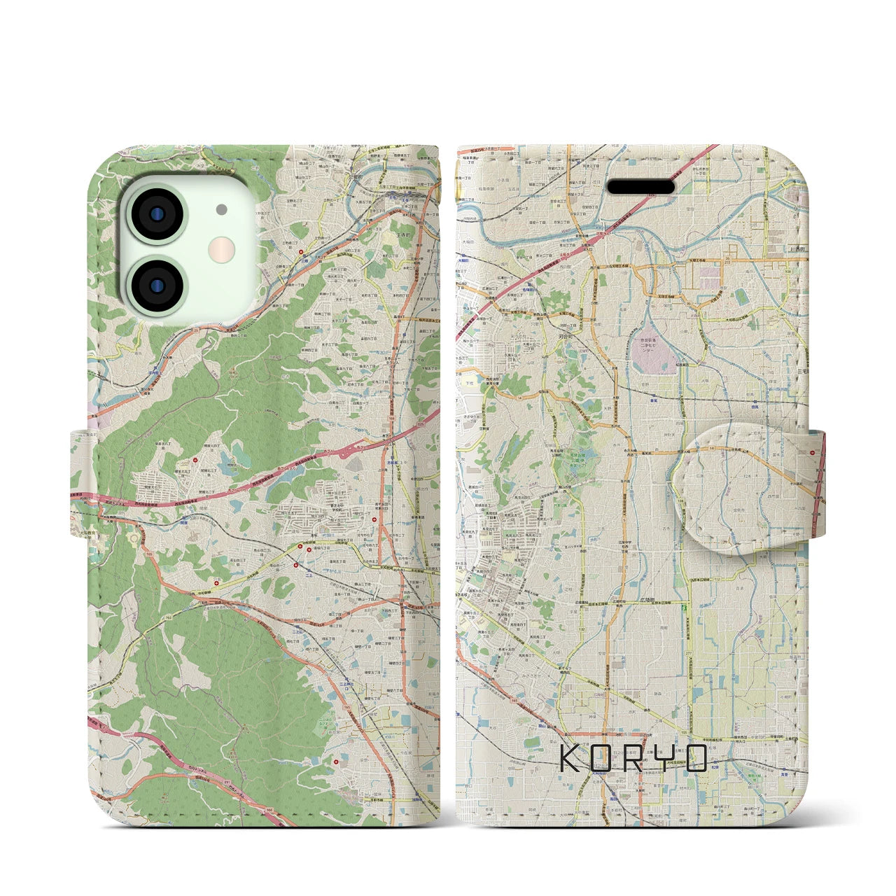 【広陵(奈良県)】地図柄iPhoneケース(手帳タイプ)