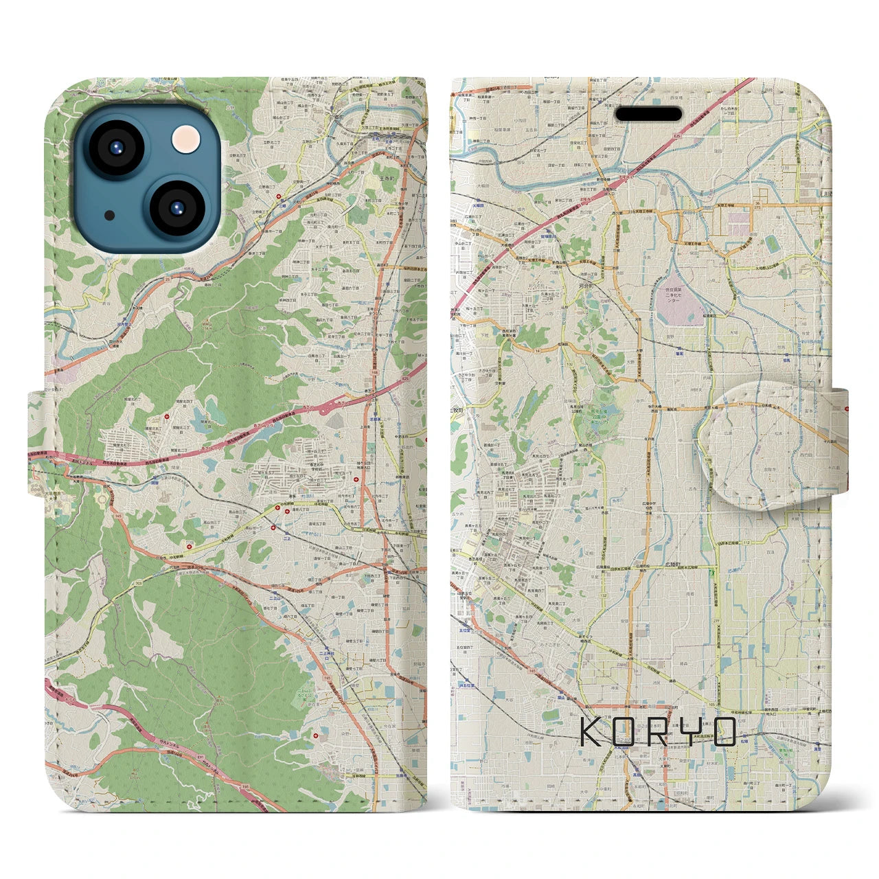 【広陵(奈良県)】地図柄iPhoneケース(手帳タイプ)