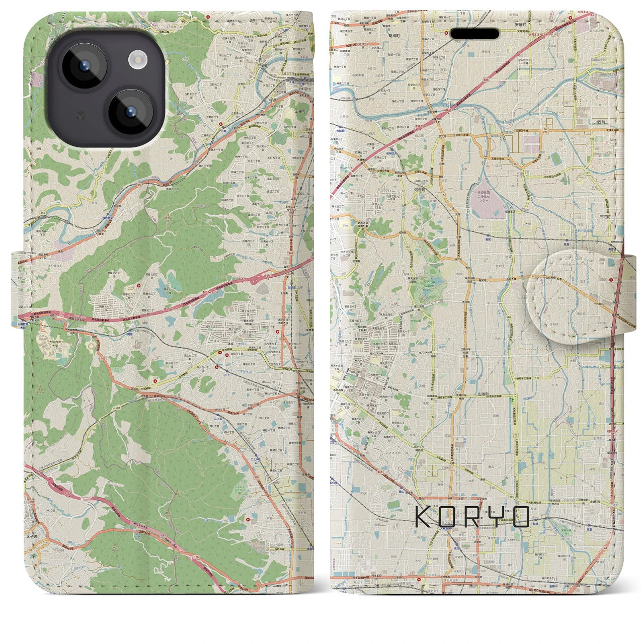 【広陵(奈良県)】地図柄iPhoneケース(手帳タイプ)