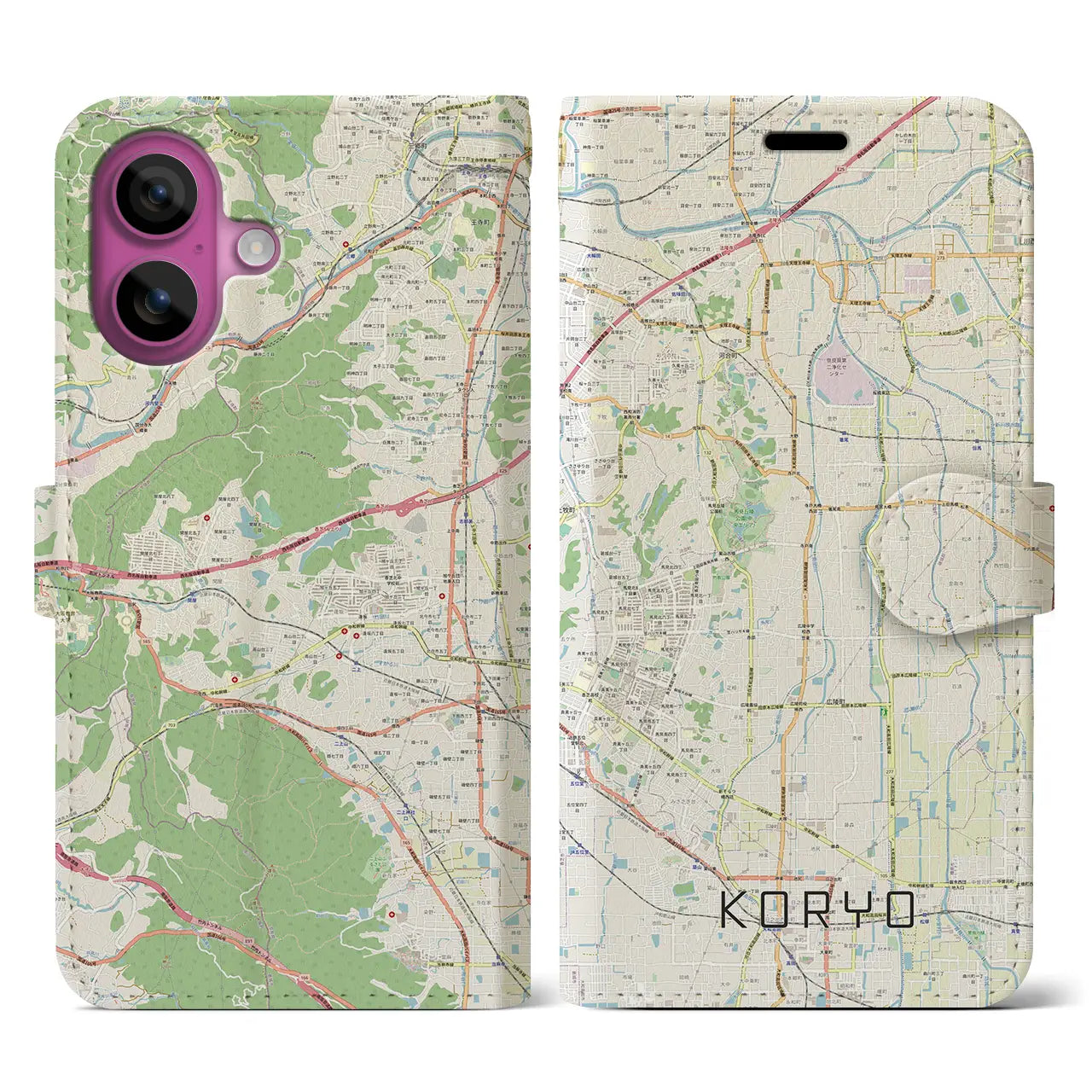 【広陵(奈良県)】地図柄iPhoneケース(手帳タイプ)