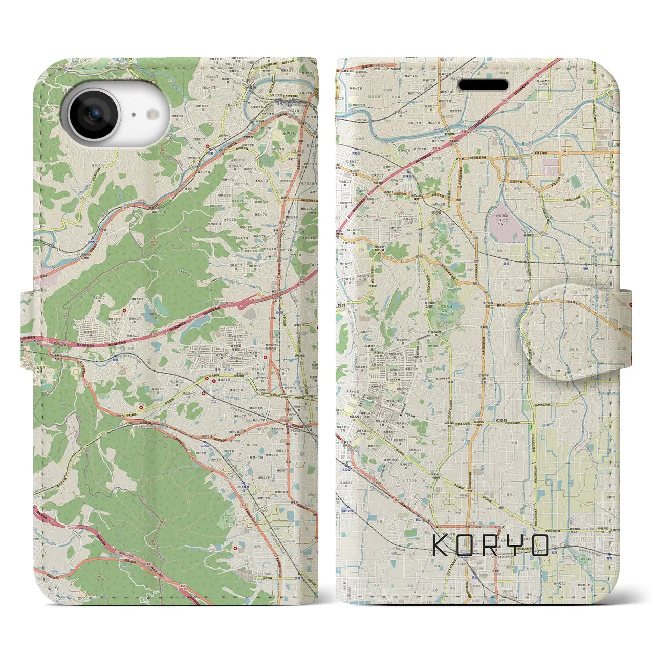 【広陵(奈良県)】地図柄iPhoneケース(手帳タイプ)