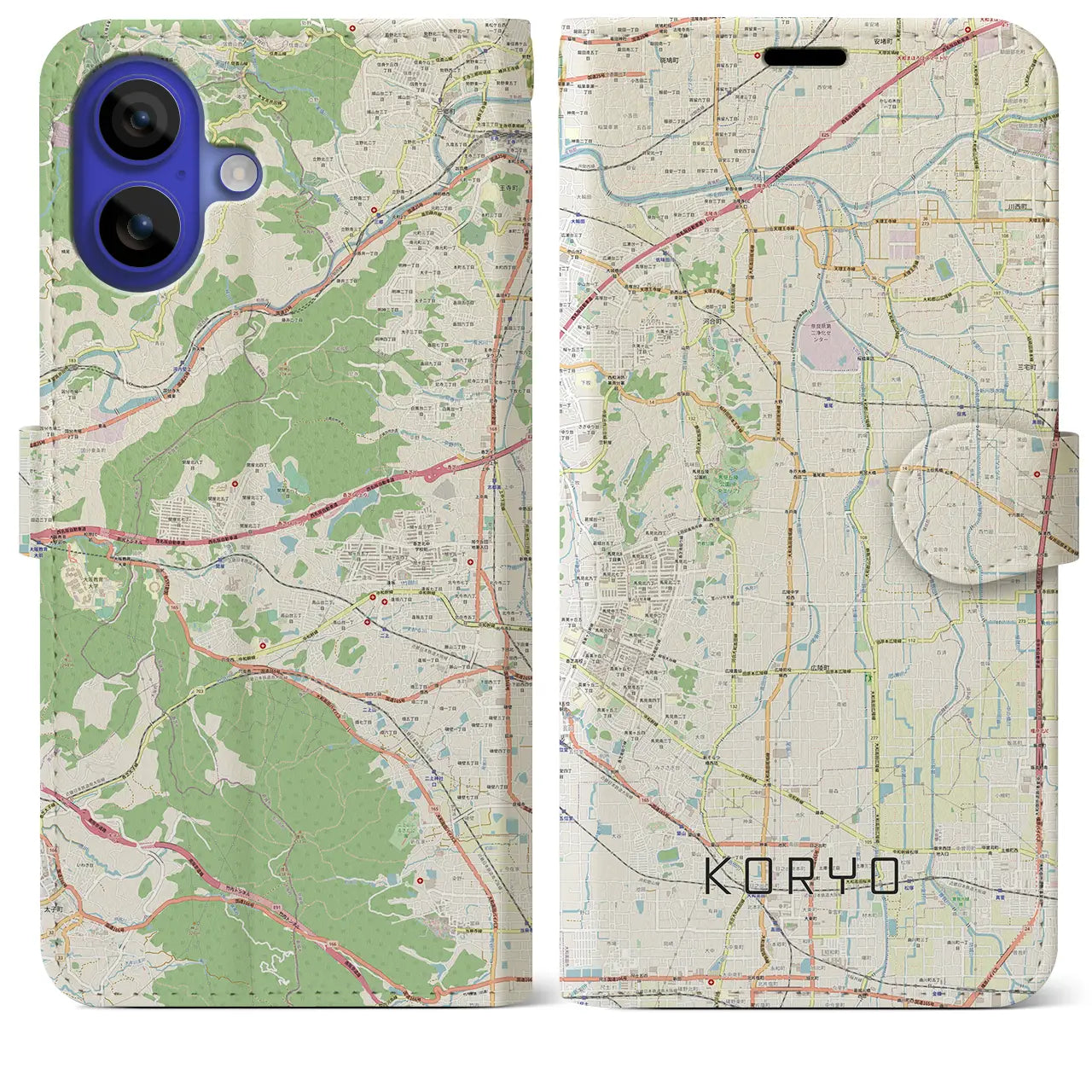 【広陵(奈良県)】地図柄iPhoneケース(手帳タイプ)ナチュラル・iPhone 16 Pro Max 用