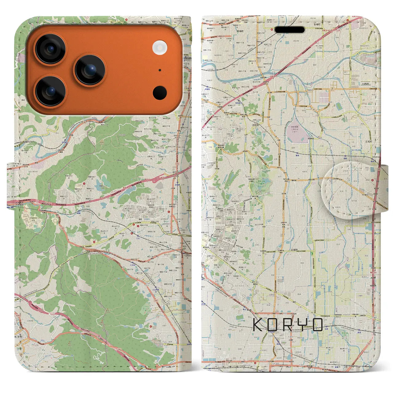【広陵(奈良県)】地図柄iPhoneケース(手帳タイプ)