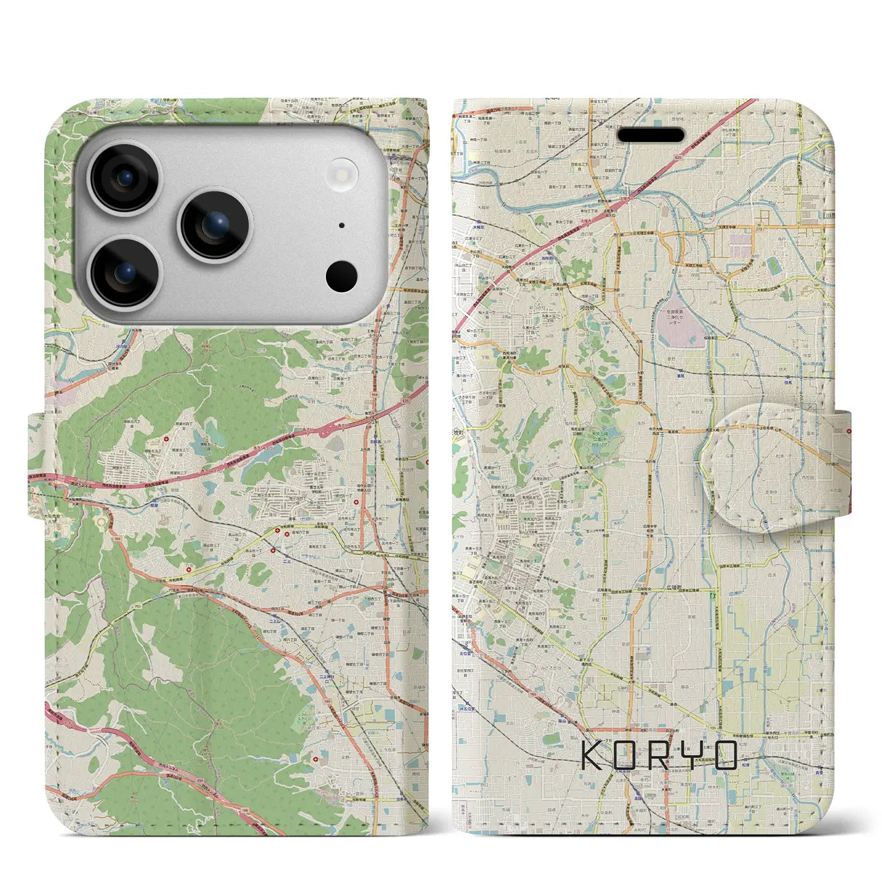 【広陵(奈良県)】地図柄iPhoneケース(手帳タイプ)ナチュラル・iPhone 17 Pro Max 用