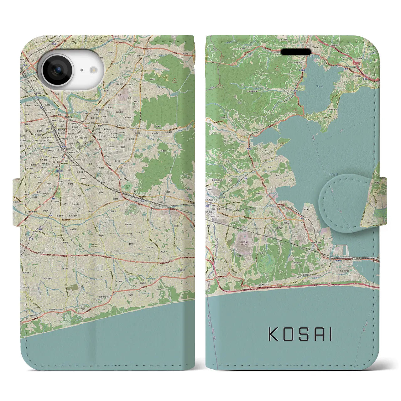 【湖西(静岡県)】地図柄iPhoneケース(手帳タイプ)