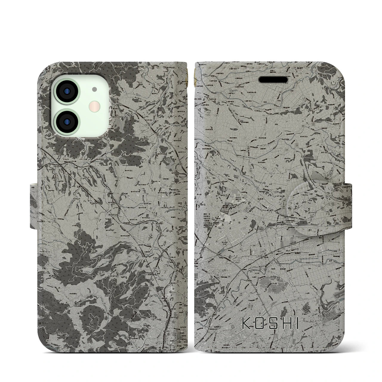 【合志(熊本県)】地図柄iPhoneケース(手帳タイプ)