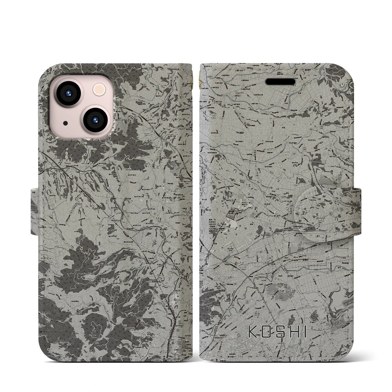 【合志(熊本県)】地図柄iPhoneケース(手帳タイプ)