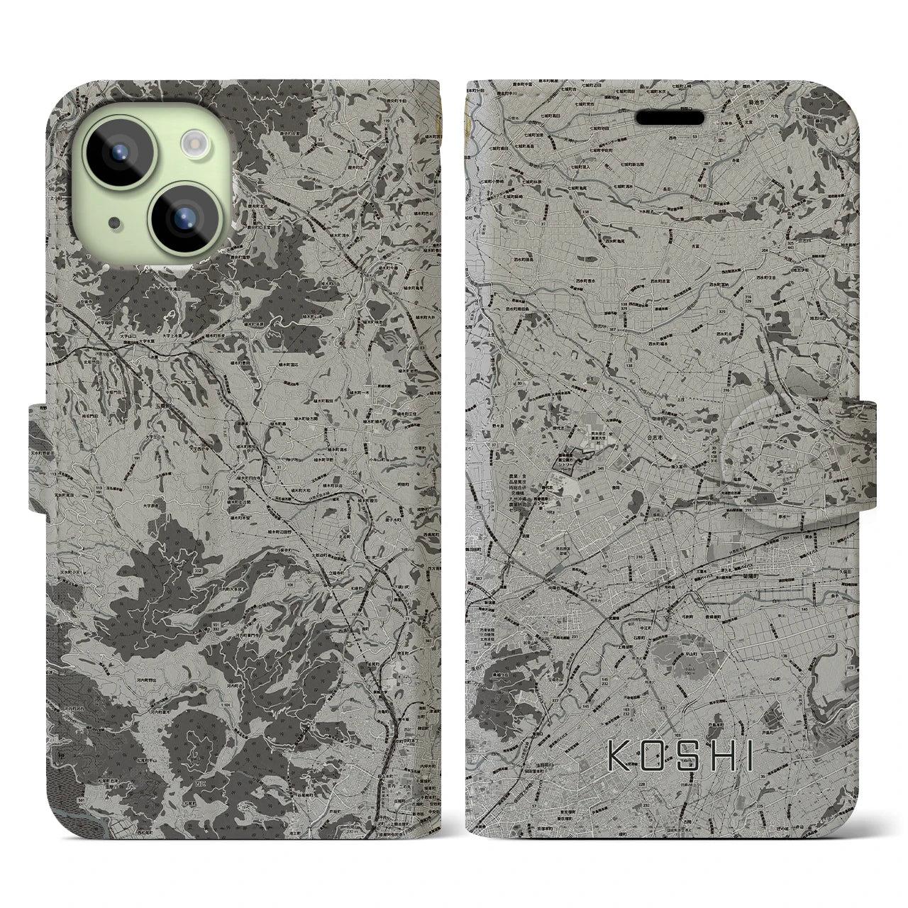 【合志(熊本県)】地図柄iPhoneケース(手帳タイプ)