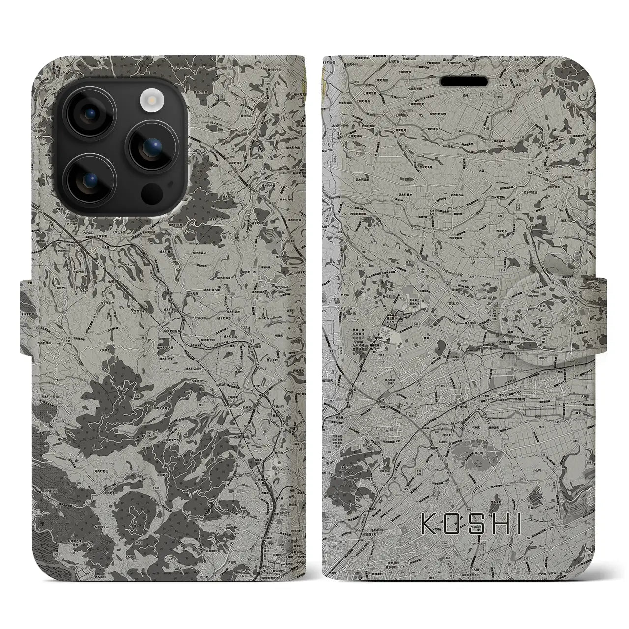 【合志(熊本県)】地図柄iPhoneケース(手帳タイプ)