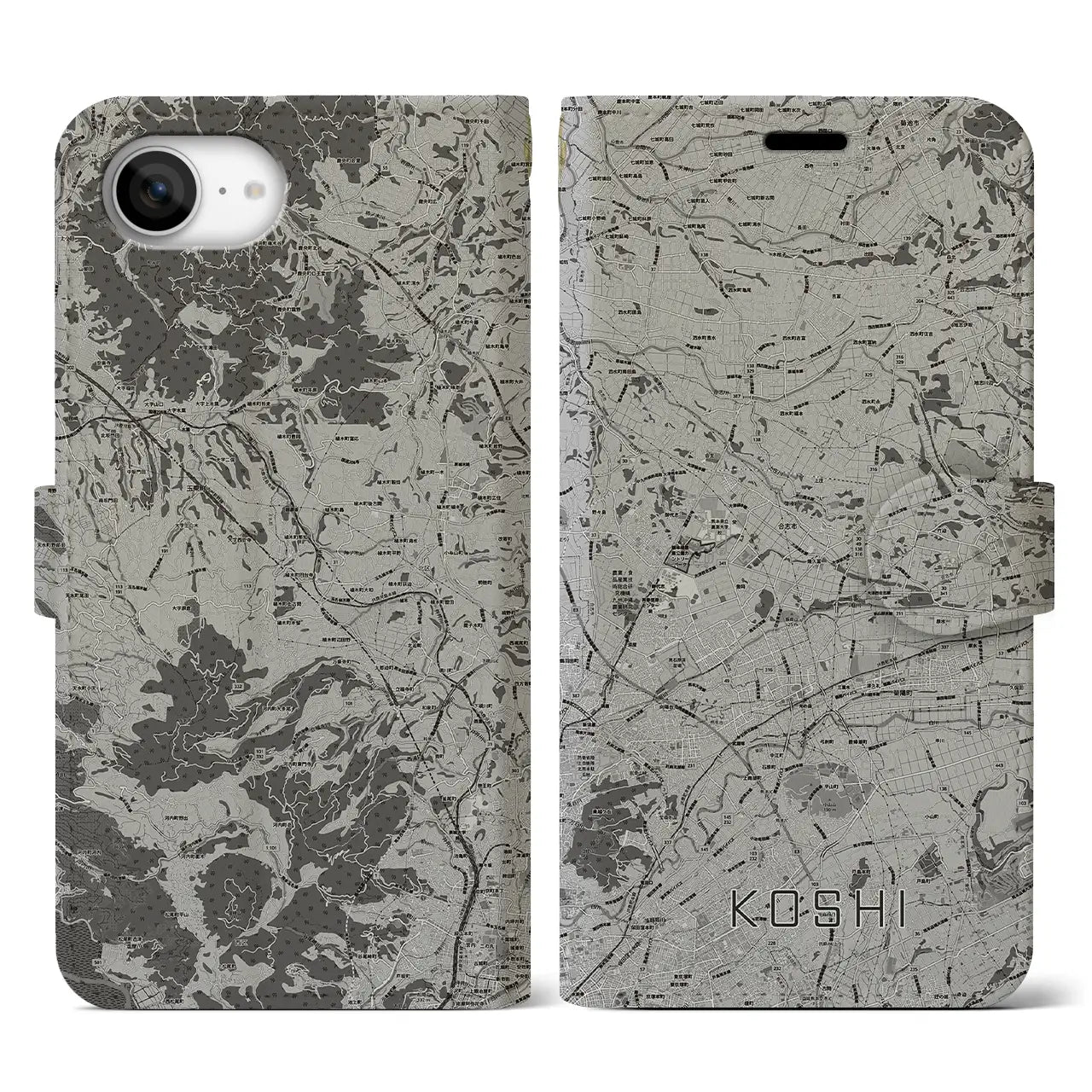 【合志(熊本県)】地図柄iPhoneケース(手帳タイプ)