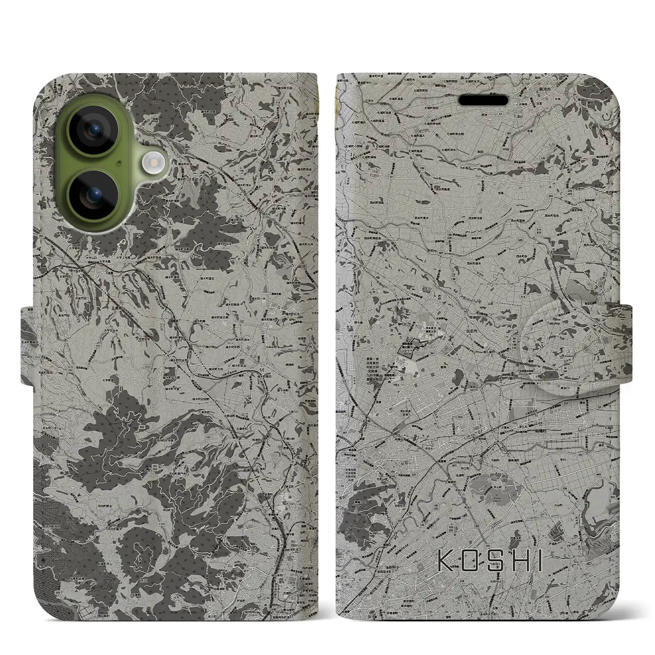 【合志(熊本県)】地図柄iPhoneケース(手帳タイプ)