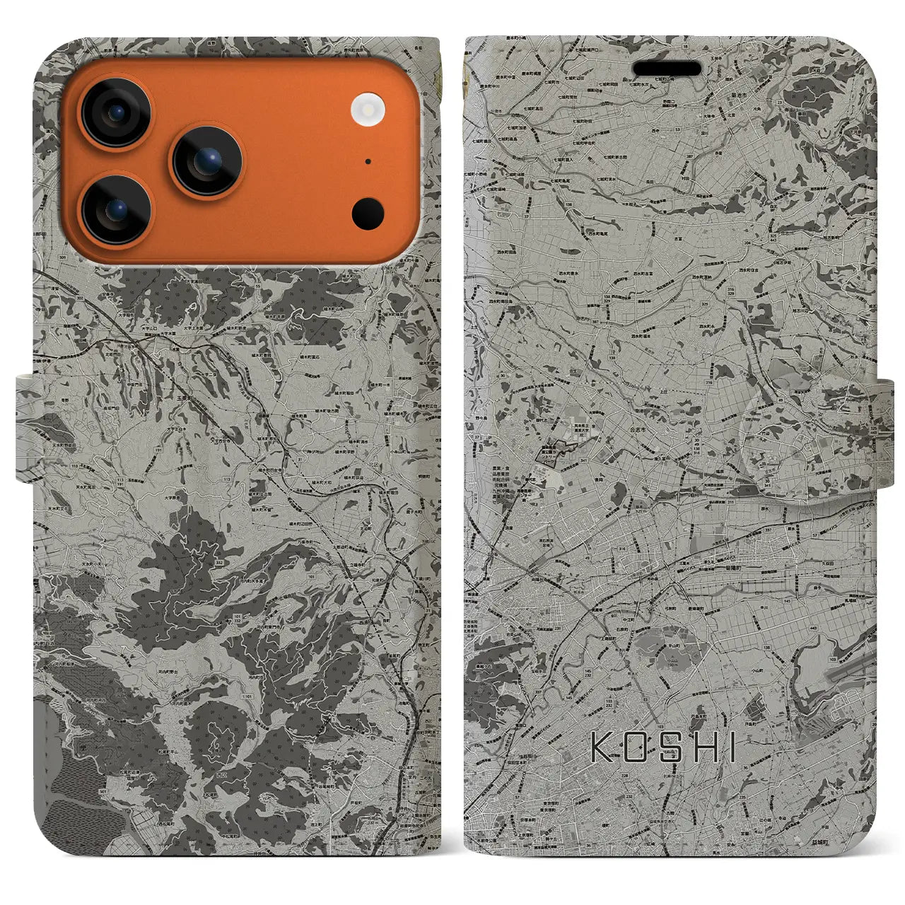 【合志(熊本県)】地図柄iPhoneケース(手帳タイプ)