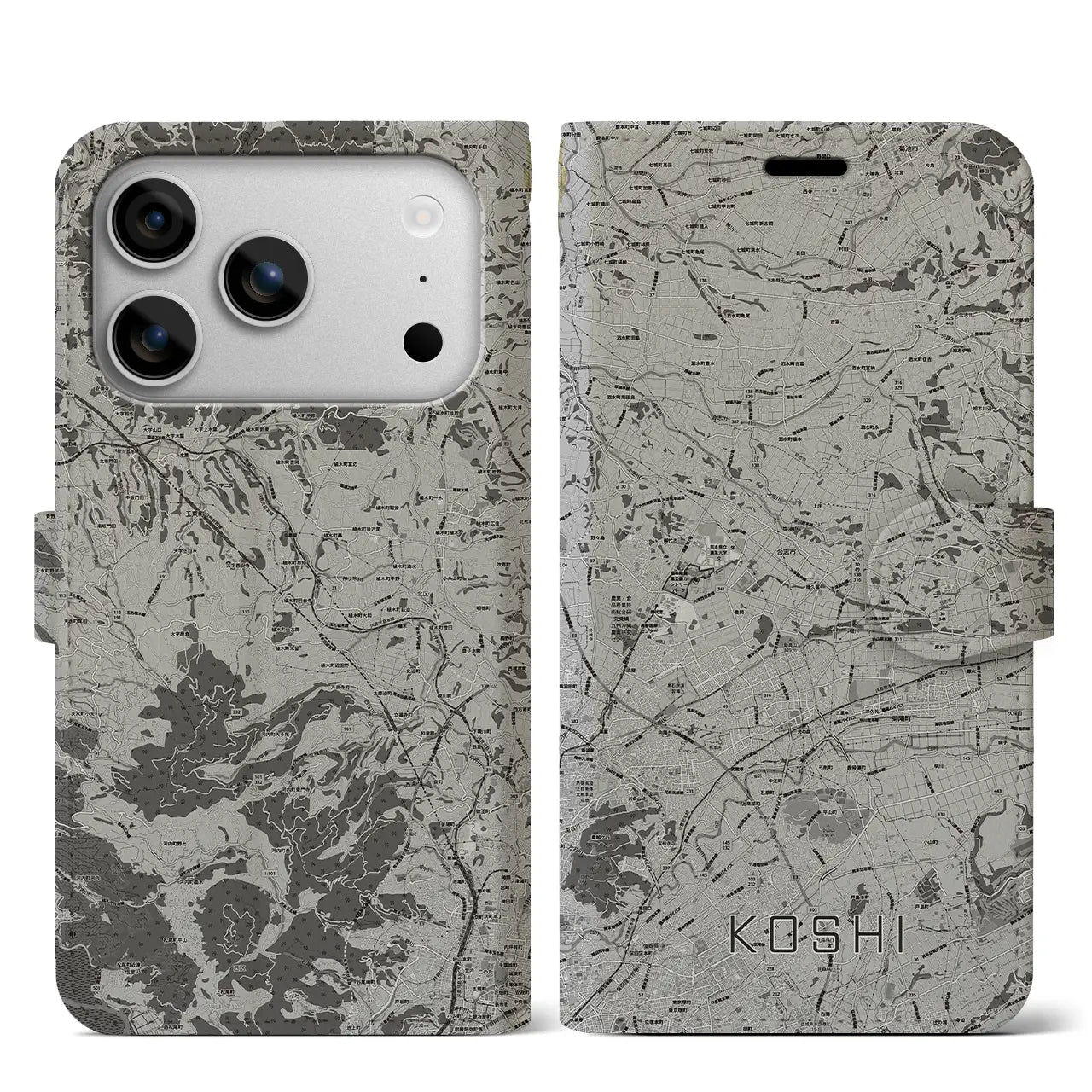 【合志(熊本県)】地図柄iPhoneケース(手帳タイプ)