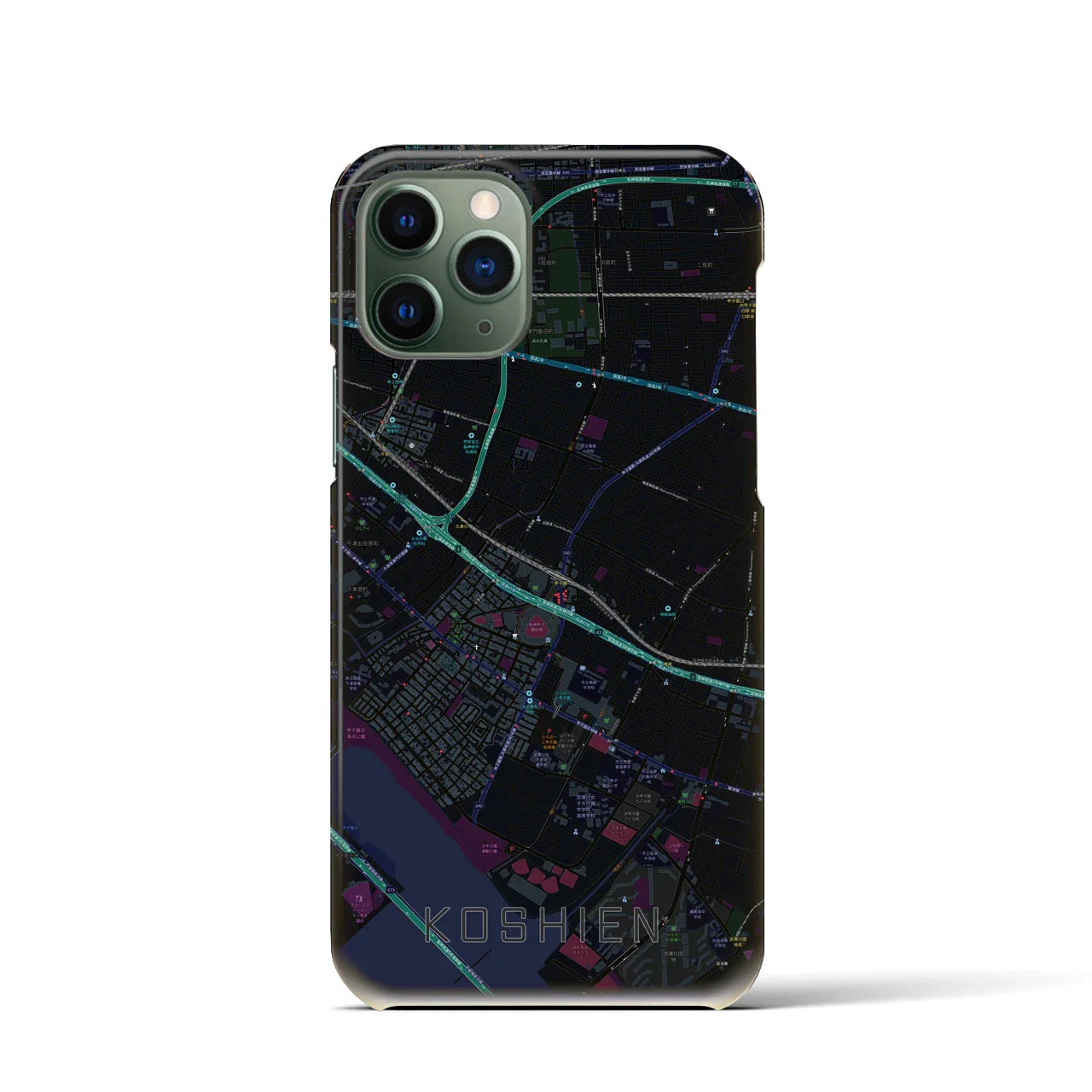 【甲子園(兵庫県)】地図柄iPhoneケース(バックカバータイプ)