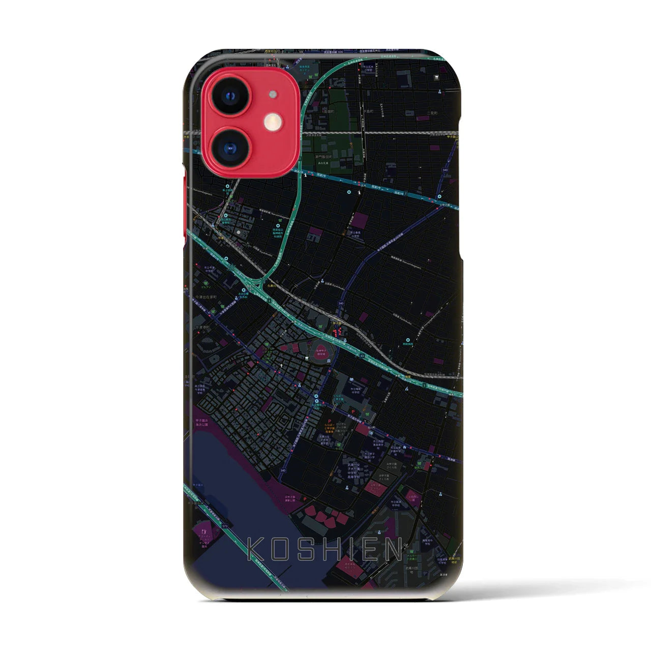 【甲子園(兵庫県)】地図柄iPhoneケース(バックカバータイプ)