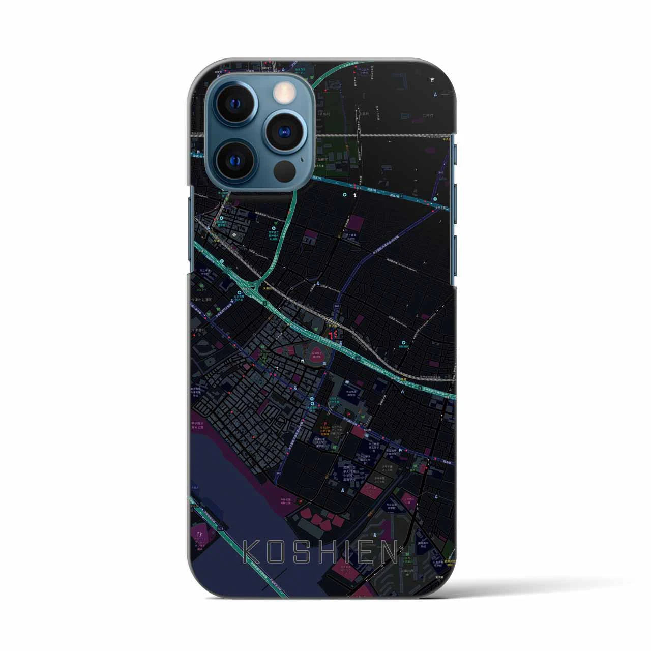 【甲子園(兵庫県)】地図柄iPhoneケース(バックカバータイプ)